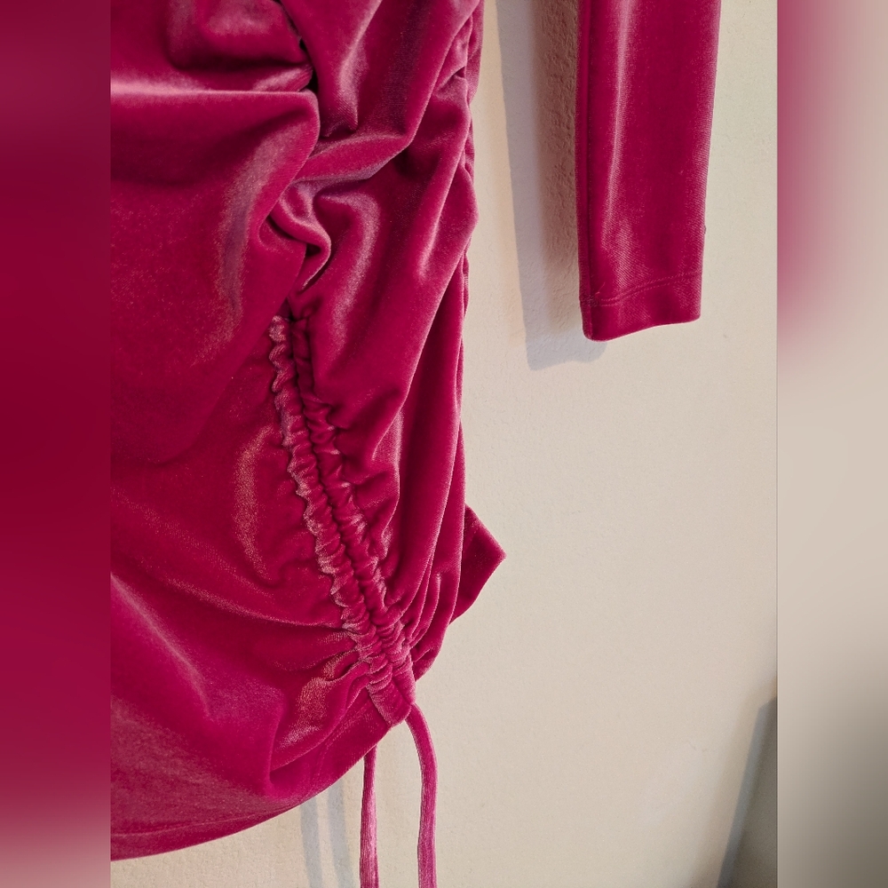 Juicy byJuicy Couture LongSleeve Pullover Pink Mini Dress with Sexy Ruching Sz S - Picture 6 of 11